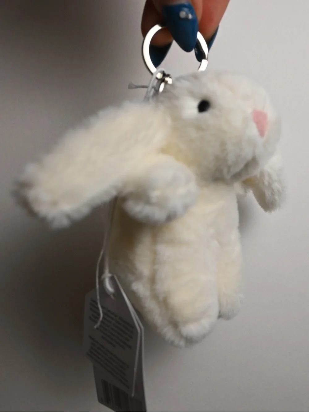 Jellycat Cream Bunny Keyring with Pink Nose